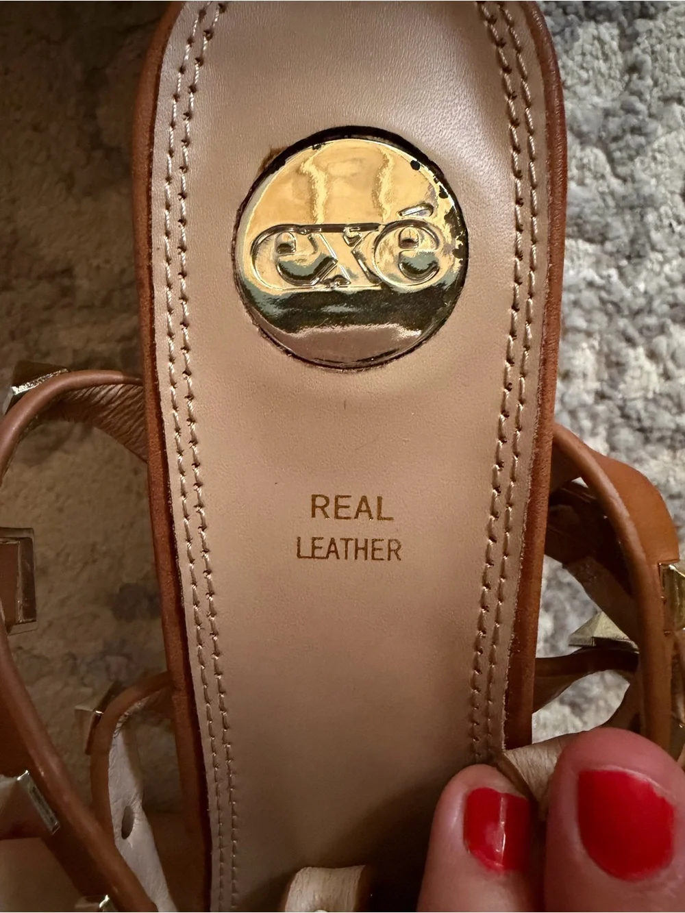 Pyramid Studded Tan Leather Strappy Heel Sandal